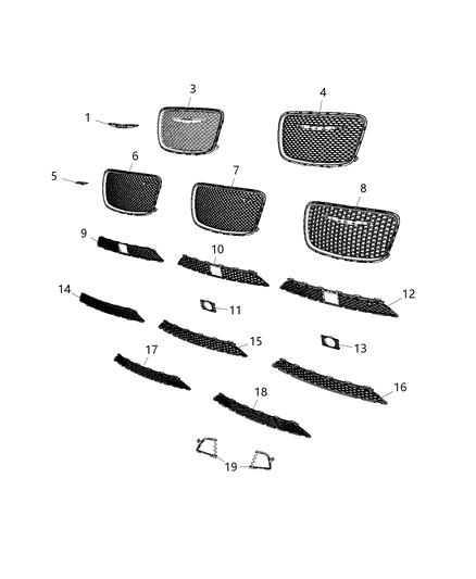 2019 Chrysler 300 Grilles & Related Items Diagram