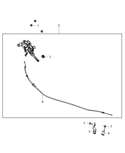 2014 Ram C/V Park Brake Lever & Cables, Front Diagram