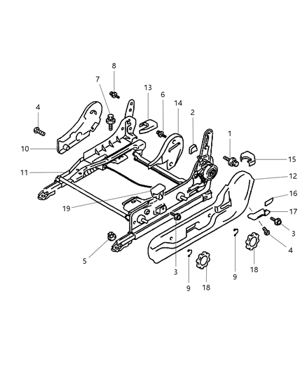 2000 Chrysler Sebring Coupe Adjuster, Left Seat Without Power Diagram