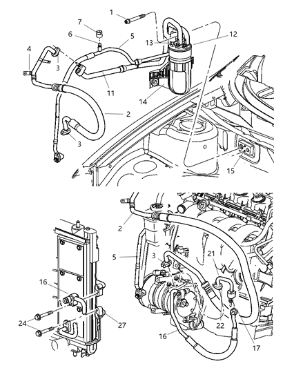 2004 Dodge Neon Line-A/C Suction Diagram for 5058131AF