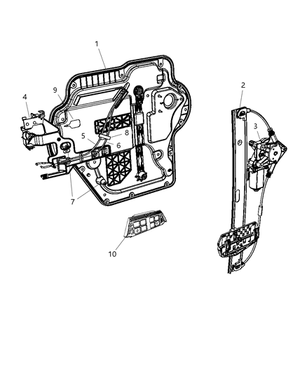 2007 Jeep Wrangler Front Door, Regulator Diagram