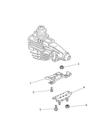 2000 Dodge Ram 1500 Engine Mounting, Rear Diagram 1