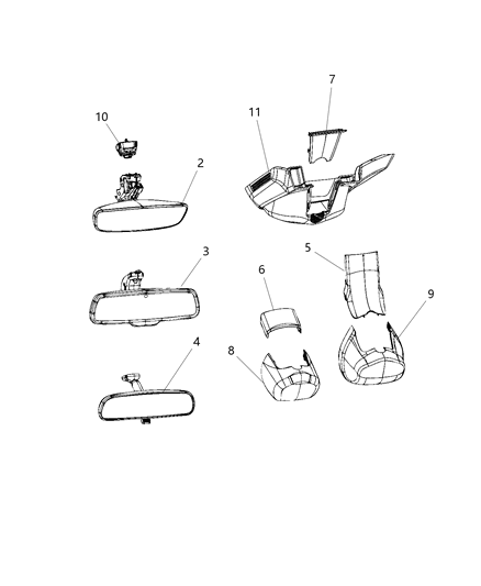 2019 Ram 1500 Inside Rear View Mirror Diagram for 68312203AB