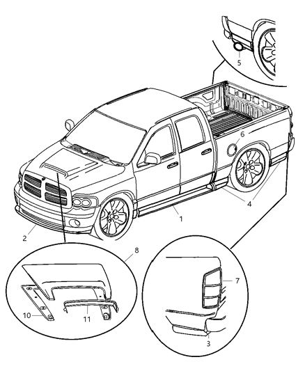 2004 Dodge Ram 1500 Claddings & Tapes Diagram 1