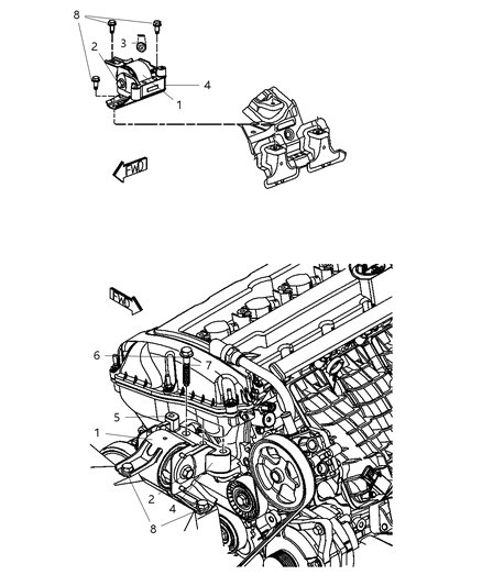 2009 Dodge Caliber INSULATOR-Engine Mount Diagram for 5105489AF