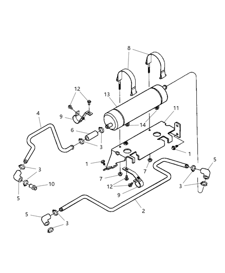 1998 Dodge Ram 2500 Regular Cab Transmission Oil Cooler & Lines Diagram 1