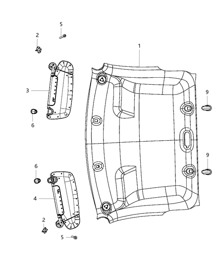 2017 Ram 3500 Headliners & Visors Diagram