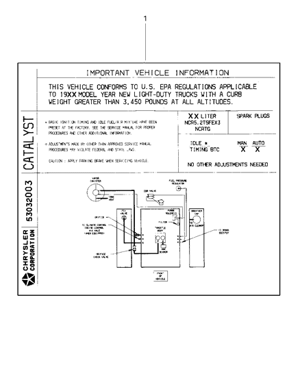 2003 Dodge Dakota Label-Emission Diagram for 52121015AA