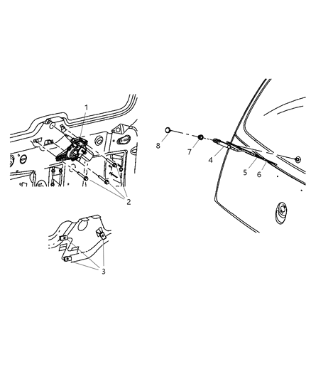 2009 Chrysler PT Cruiser Wiper System Rear Diagram