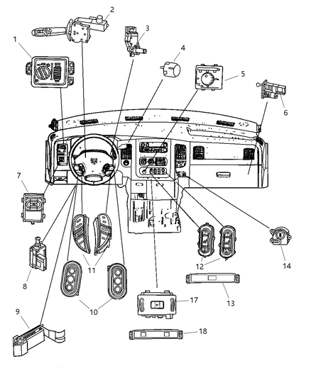 2006 Dodge Ram 3500 Switches - Instrument Panel Diagram