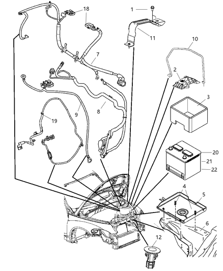 2007 Chrysler PT Cruiser Battery Tray Diagram