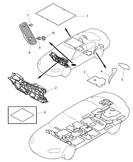 2001 Chrysler Sebring Coupe Silencer & Footrest Diagram