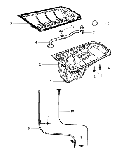 2010 Jeep Grand Cherokee Engine Oil , Engine Oil Filter , Adapter And Splash Guard And Related Part Diagram 5