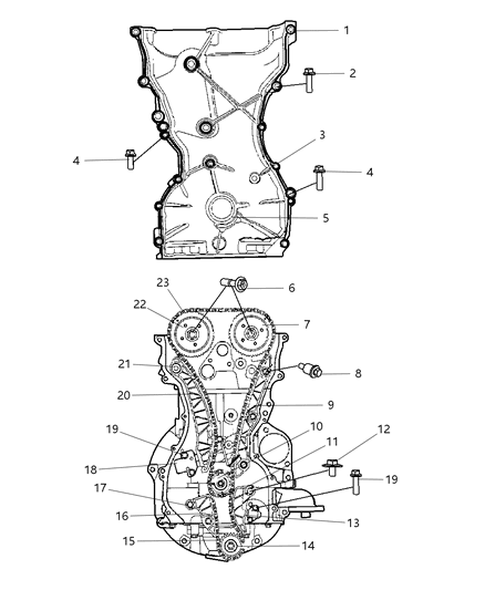 2007 Dodge Caliber Cover-Chain Case Diagram for 4884895AA