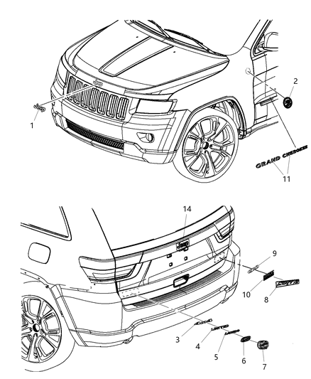 2014 Jeep Grand Cherokee NAMEPLATE-LIFTGATE Diagram for 68223747AA