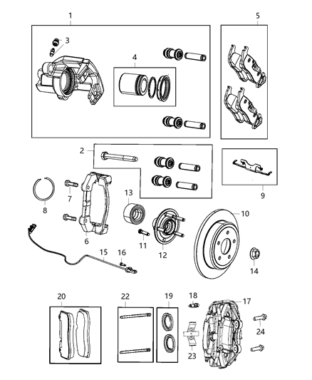 2012 Jeep Grand Cherokee Brakes, Rear, Disc Diagram