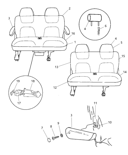 1997 Chrysler Town & Country Rear Seats Diagram