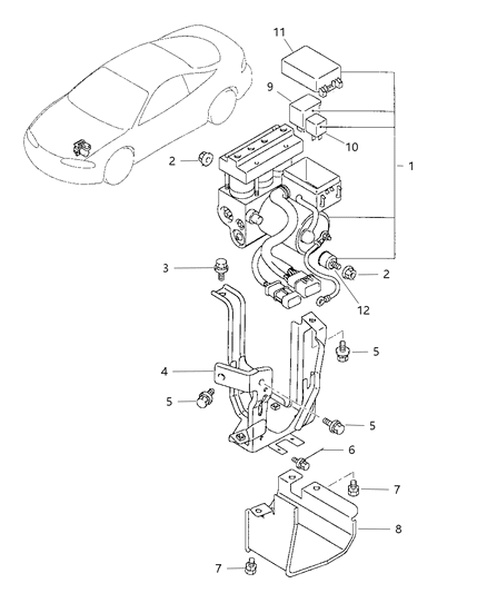 1997 Dodge Avenger Bracket-Brake Control Unit Diagram for MR249335