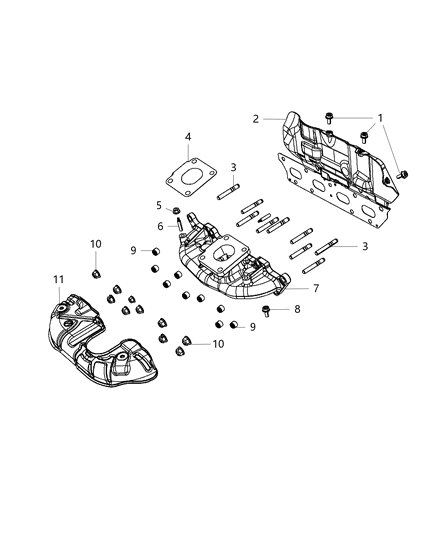 2018 Jeep Compass Exhaust Manifold Diagram for 68372089AA