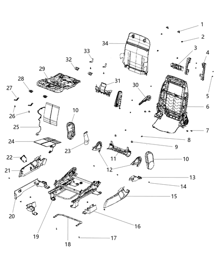 2017 Jeep Patriot Adjusters, Recliners And Shields - Passenger Seat - Manual - Fold Flat Diagram