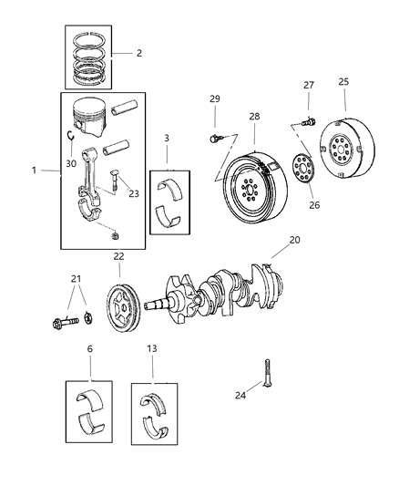 1998 Chrysler Concorde CRANKSHAFT Thrust Diagram for 5010161AA