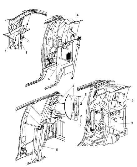 2011 Ram 3500 Pickup Interior Moldings And Pillars Diagram