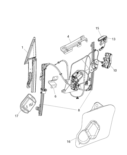 2017 Dodge Viper Front Door, Hardware Components Diagram