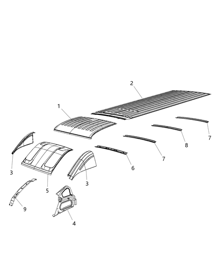 2017 Ram ProMaster 3500 Roof Panel Diagram 2