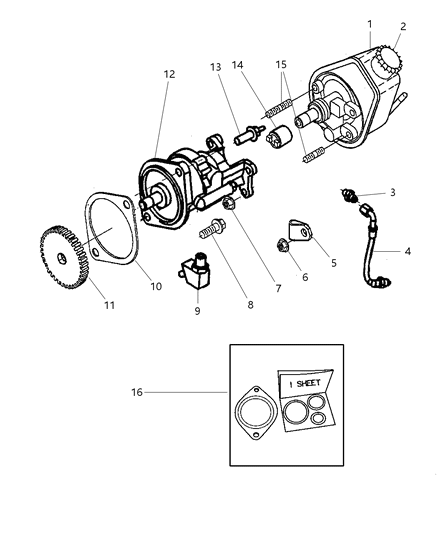 2000 Dodge Ram 2500 Quad & Club Cab Power Steering Pump & Mounting Diagram 2