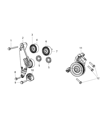 2018 Jeep Wrangler JK (Previous-generation) Pulley & Related Parts Diagram 2