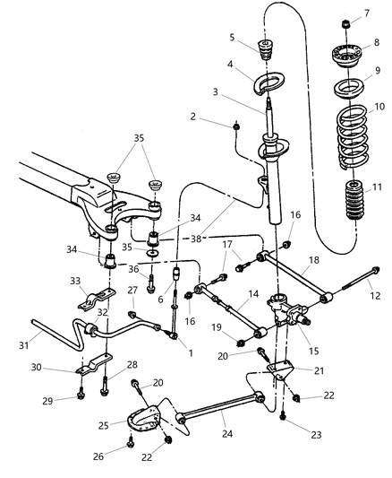 2001 Chrysler LHS Suspension - Rear Diagram