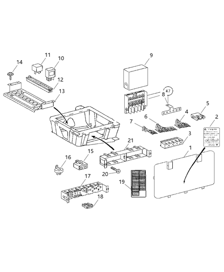 2003 Dodge Sprinter 2500 Under Seat - Relays & Fuses Diagram