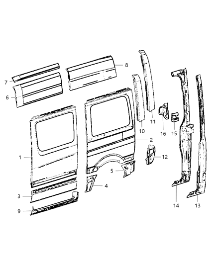 2009 Dodge Sprinter 3500 Side Outer Panel Diagram 3