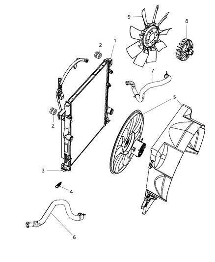 2008 Dodge Nitro Radiator & Related Parts Diagram 1