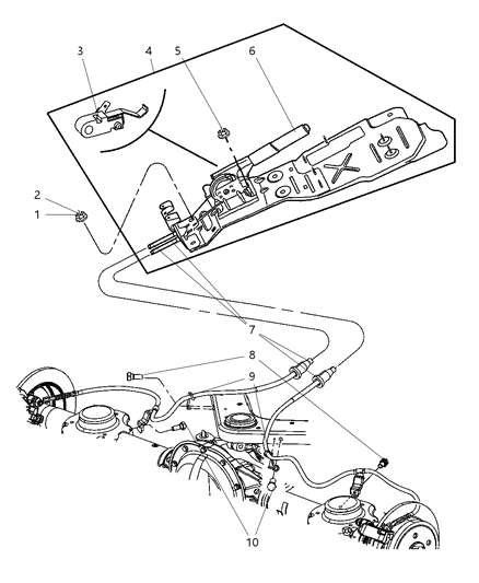 2006 Jeep Liberty Parking Brake Lever & Cables Diagram