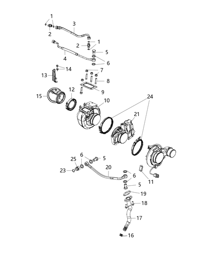 2013 Ram 2500 Turbocharger & Oil Lines / Hoses Diagram