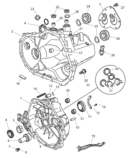 2003 Chrysler PT Cruiser Case , Transaxle & Related Parts Diagram