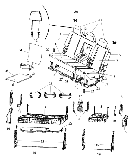 2014 Ram 3500 Shield-Seat Diagram for 1RG88LU7AA