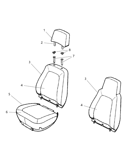 2001 Jeep Cherokee Seat Back-Front Seat Diagram for QW231K5AA