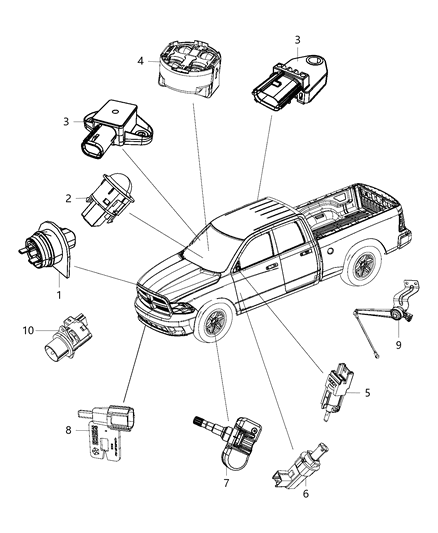 2014 Ram 3500 Tire Pressure Sensor Diagram for 68239725AA