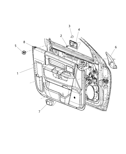 2011 Ram 1500 Panel-Front Door Trim Diagram for 1EA261D3AD