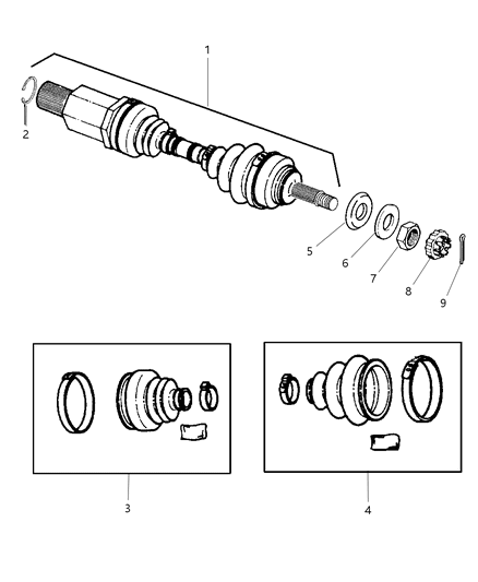 2002 Dodge Grand Caravan Axle Half Shaft Diagram for 4641856AA