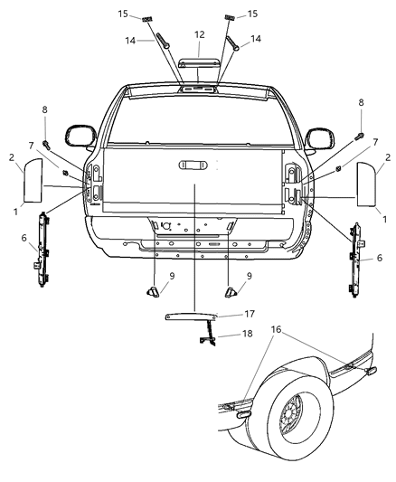 2005 Dodge Ram 3500 Lamp-Tail Stop Backup Diagram for 2AME77348A