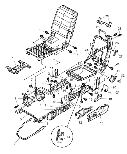 2000 Dodge Ram 2500 Quad & Club Cab Adjusters & Recliners Diagram