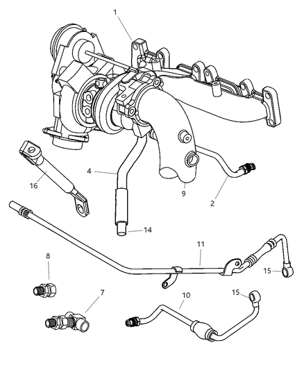 2004 Dodge Stratus Sedan Turbo , Oil Feed And Water Lines Diagram
