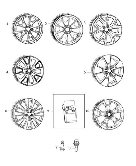 2018 Jeep Cherokee Wheels & Hardware Diagram