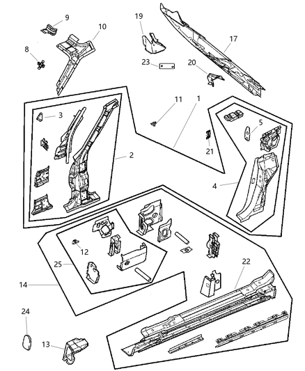 2006 Chrysler Crossfire Frame-Windshield Side Diagram for 5103414AA