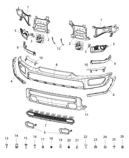 2020 Ram 1500 Grille-Lower Diagram for 68271566AA