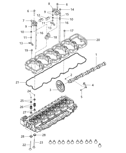 2009 Dodge Ram 3500 Cab Chassis Camshaft & Valvetrain Diagram 2