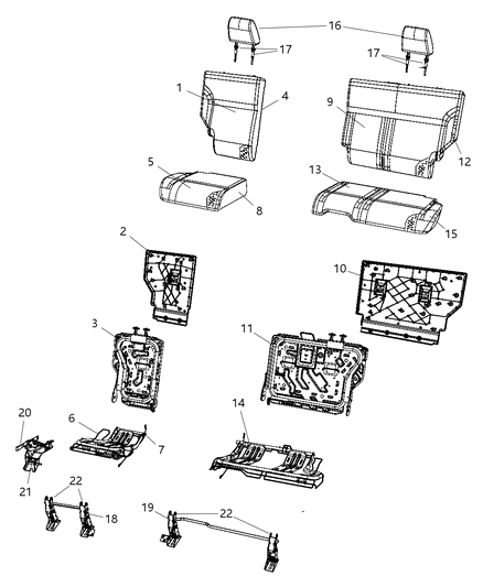 2007 Dodge Nitro Rear Seat Cushion Cover Diagram for 1GZ081DBAA